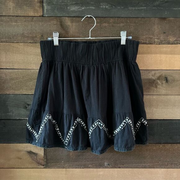 90s Y2K Vanity Black Beaded Gem Mini Skirt Elastic Pull On Waist - Picture 4 of 5